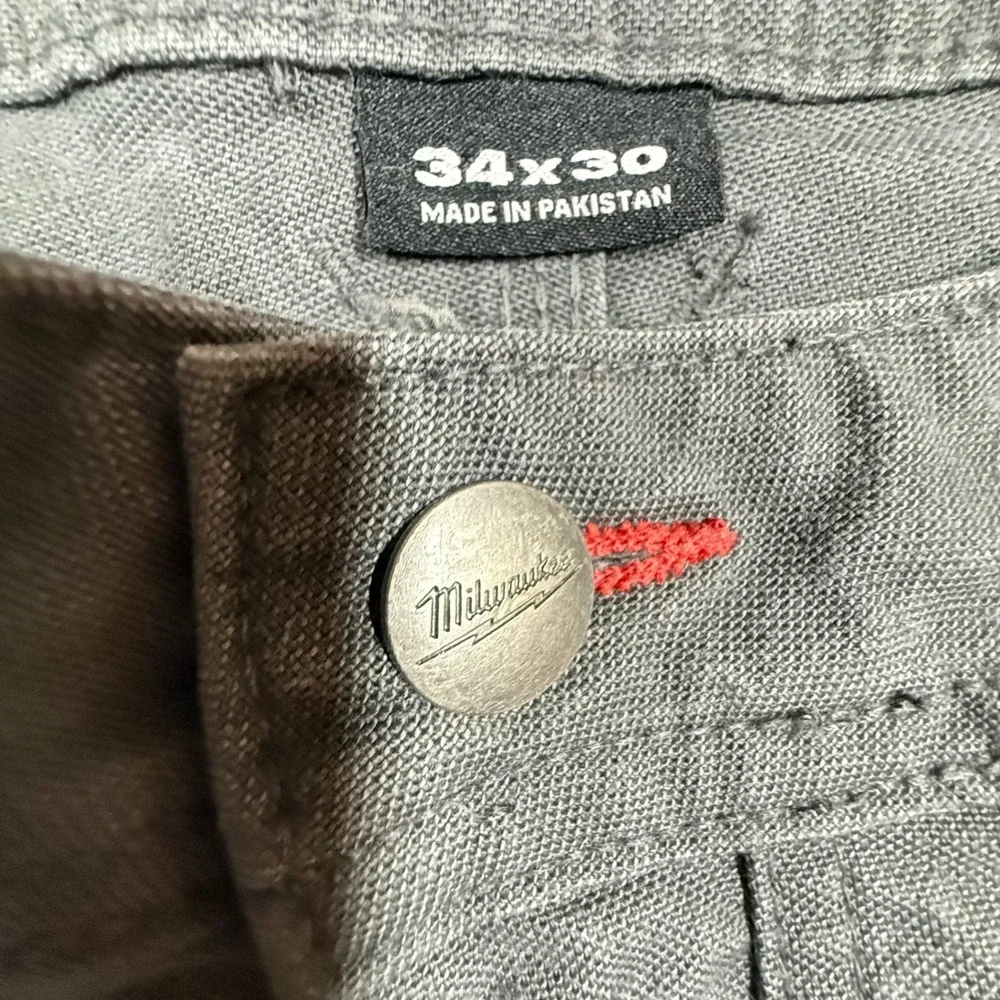 Milwaukee M650 Work Pant Mens 34x30 Gray Utility Carpenter Canvas Trousers